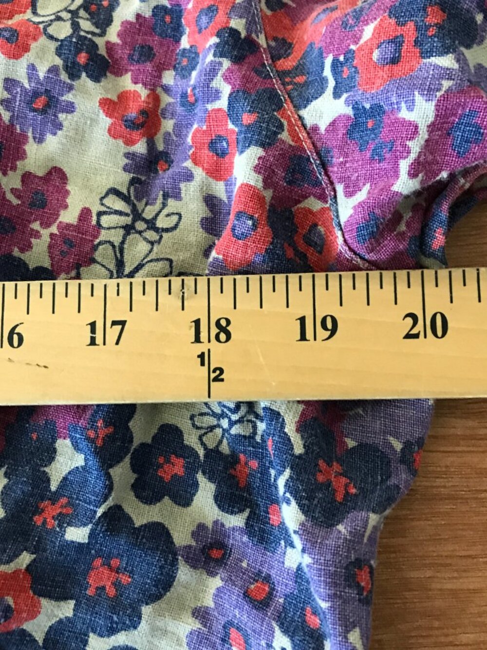 Cut Loose 100% Linen Top Women L Purple Floral Button Up Long Sleeve Collared - Picture 7 of 12